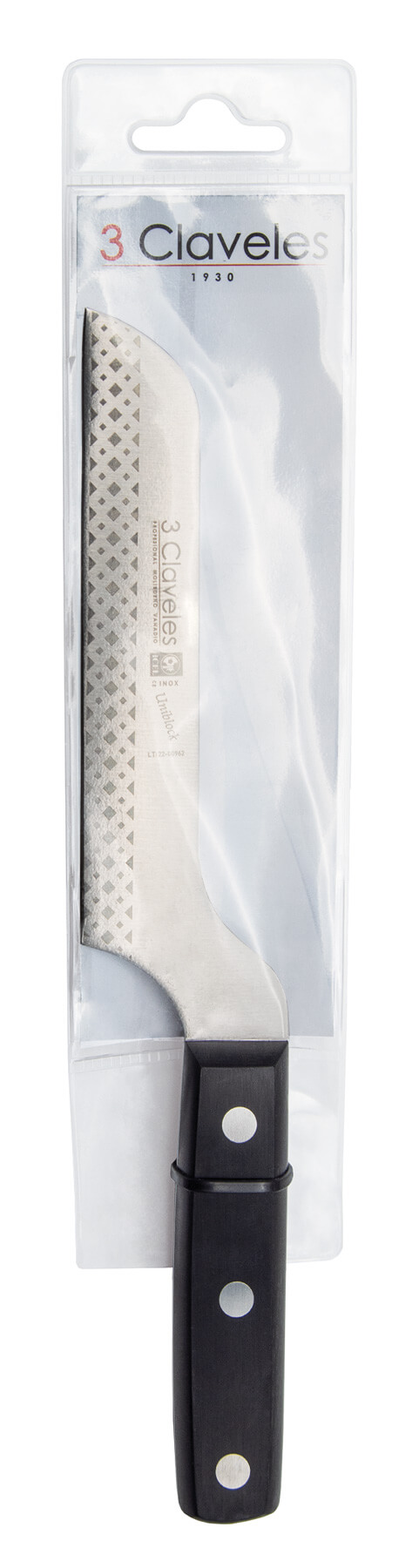 3 Claveles Uniblock 12cm abgewinkeltes Käsemesser mit schwarzem Pom-Griff