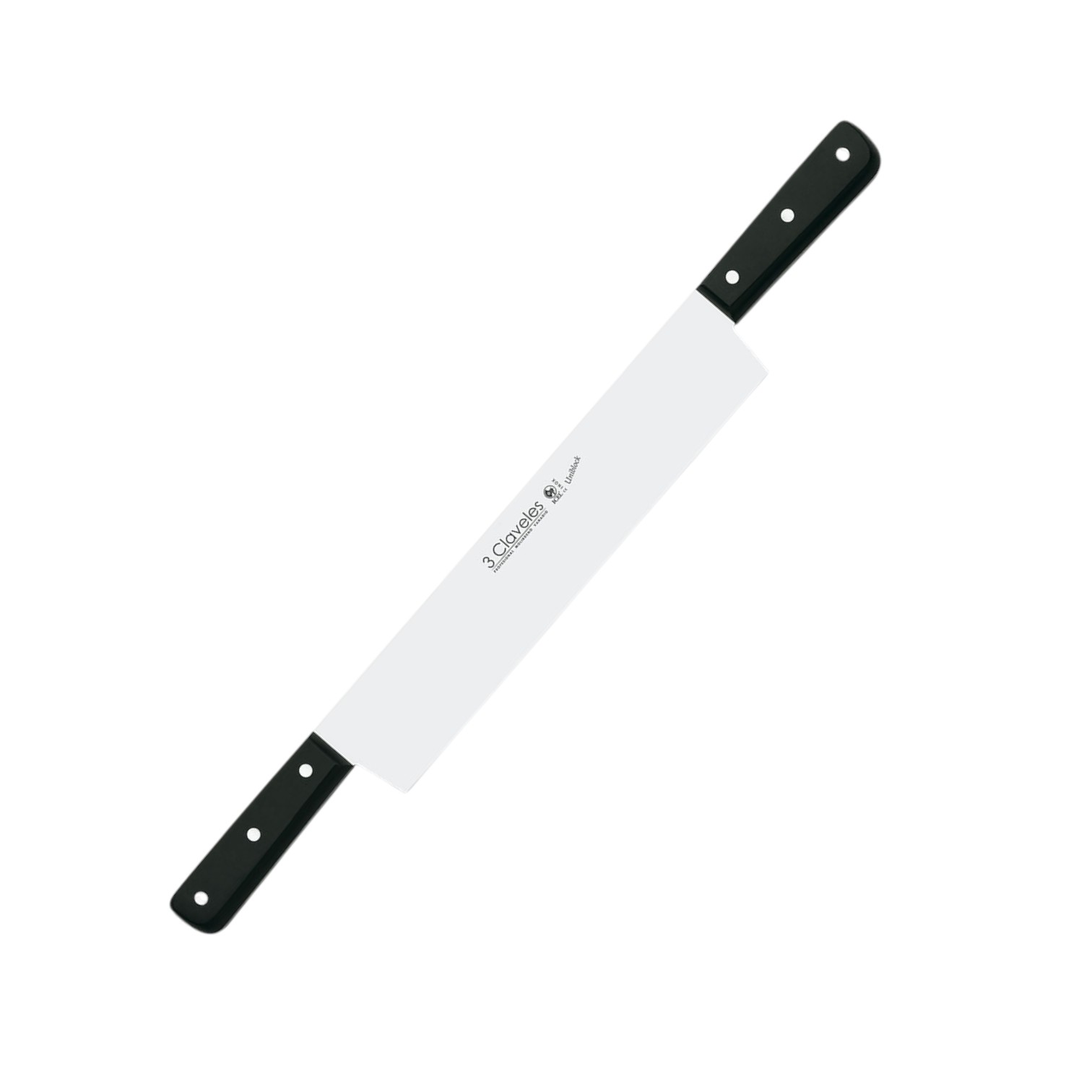 Faca para queijo com 2 cabos e lâmina de 30 cm com cabo de pompon...