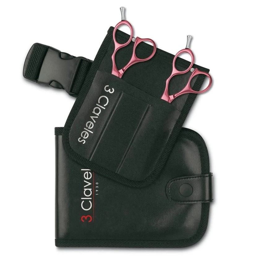 Rosa Duraluminium-Friseurset 5,5" mit Soft Edge 3 Claveles