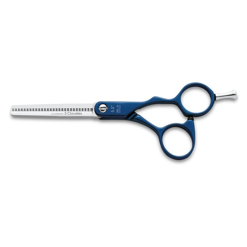 5,5" blaues Duraluminium-Friseurset mit Soft Edge 3 Claveles