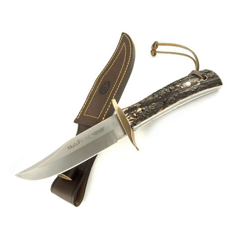 Muela Bowie Jagdmesser mit Hirschhorngriff und Messingschutz, Klinge 16 cm