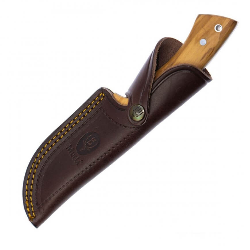 Cuchillo de caza Muela Rhino 10OL con mango de madera de olivo y hoja de 12 cm
