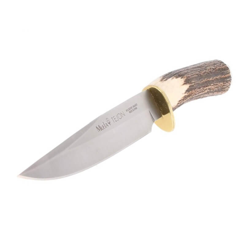 Faca de caça Muela Tejón com cabo de chifre de veado e lâmina de aço MoVa de 16,5 cm