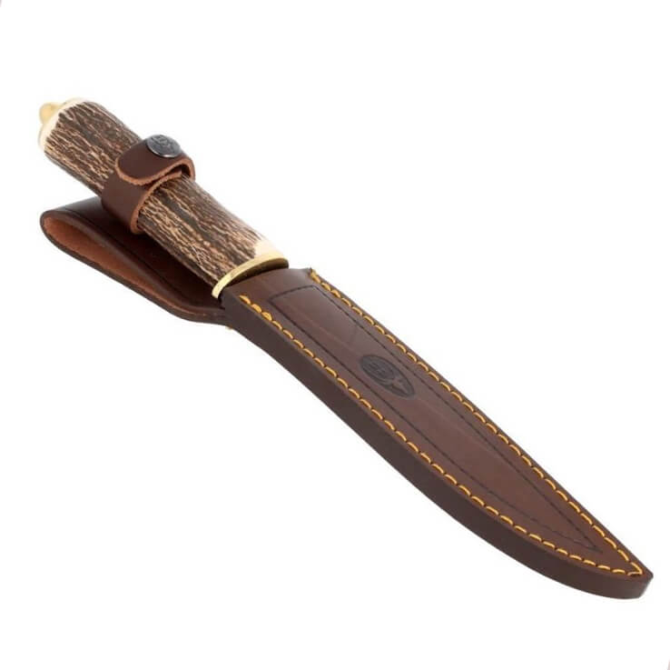 Faca de caça Muela Tejón com cabo de chifre de veado e lâmina de aço MoVa de 16,5 cm