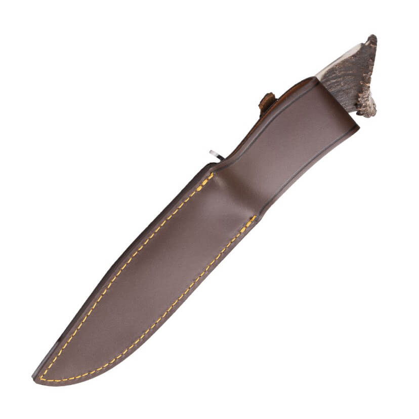 Muela Sarrio-19S hunting knife with deer antler handle with rosette and Molybdenum Vanadium steel blade of 19 cm