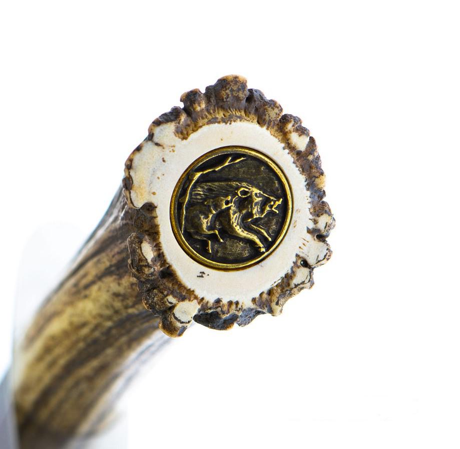 Couteau de chasse Muela Ursus 25S à double tranchant et manche en bois de cerf avec rosace