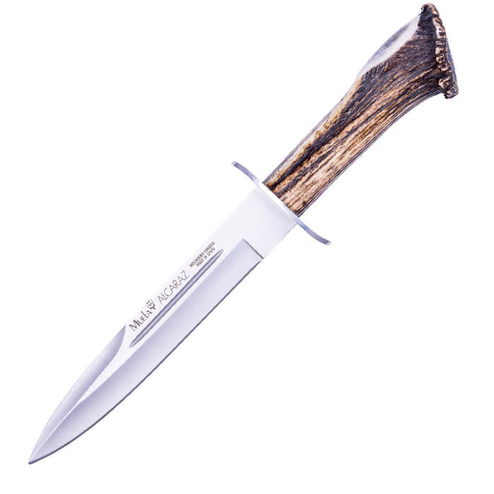 Muela Alcaraz Jagdmesser mit Hirschhorngriff mit Rosette und Mess...