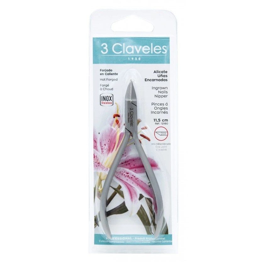 Alicate para unhas encravadas em aço inoxidável e cobalto 3 Claveles 11,5 cm