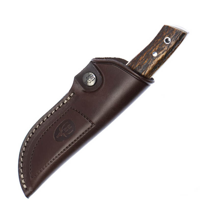 Muela Kodiak Jagdmesser mit Hirschgeweihgriffen und Kropf aus Neusilber