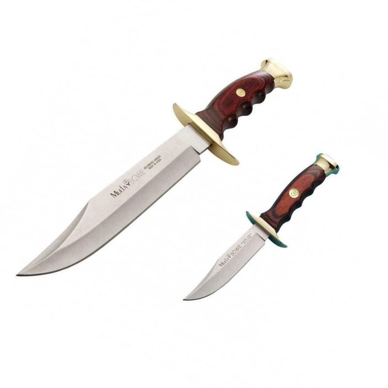 Set de 2 couteaux de chasse Muela Bowie avec manche en bois press...
