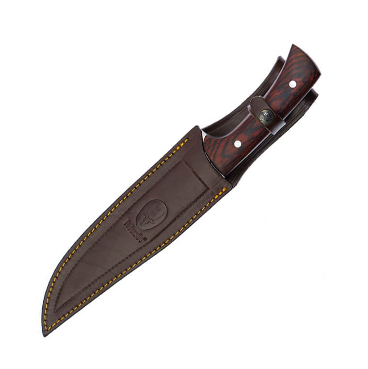 Muela Jabalí hunting knife with pressed coral wood handle with 21 cm blade length