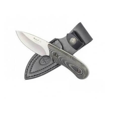 Muela Steinbock-Enthäutungsmesser mit schwarzem Micarta-Griff und 7,5 cm Klinge