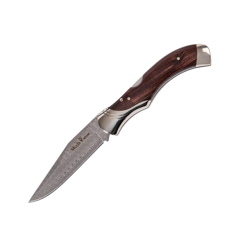 Coltello da collezione Muela GL con lama in acciaio damasco e manico in palladio viola
