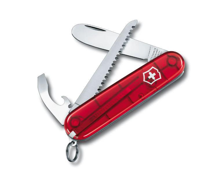 Minha primeira faca multiuso Victorinox com serra vermelha transl...