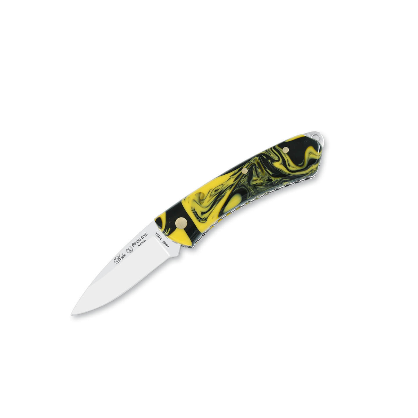 Coltello tascabile Nieto Rainbow con manico in metacrilato e lama in acciaio AN-58 da 5 cm