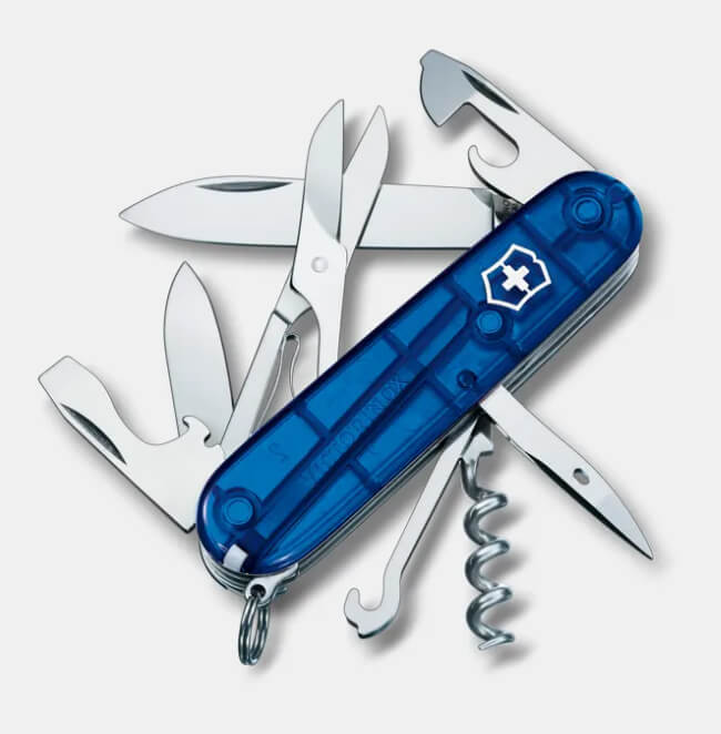 Schweizer Taschenmesser Victorinox Climber Transluzent Blau mit 1...