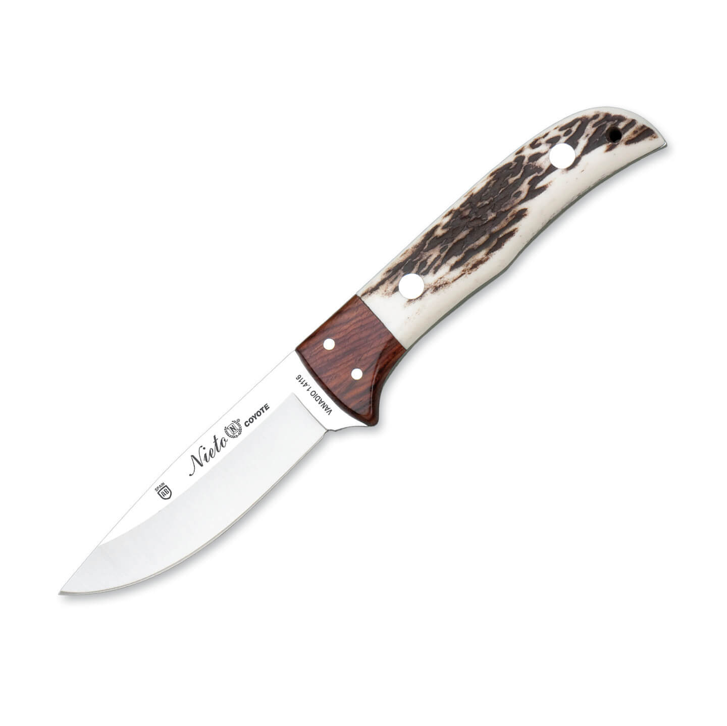 Faca de caça Nieto Coyote com chifre de veado e cabo de madeira v...
