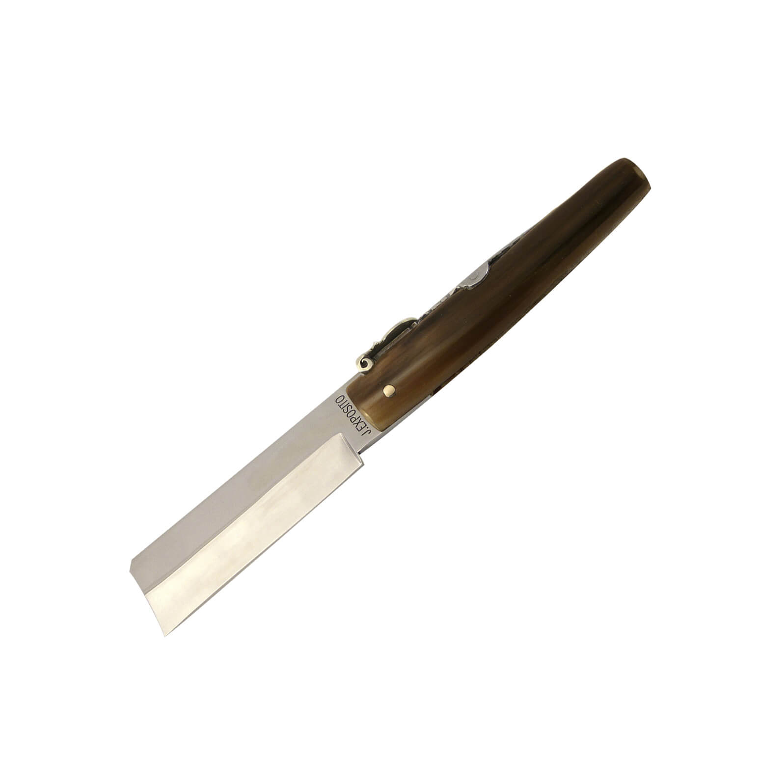 Navaja artesana con punta cortada N2 con mango de asta de toro y ...