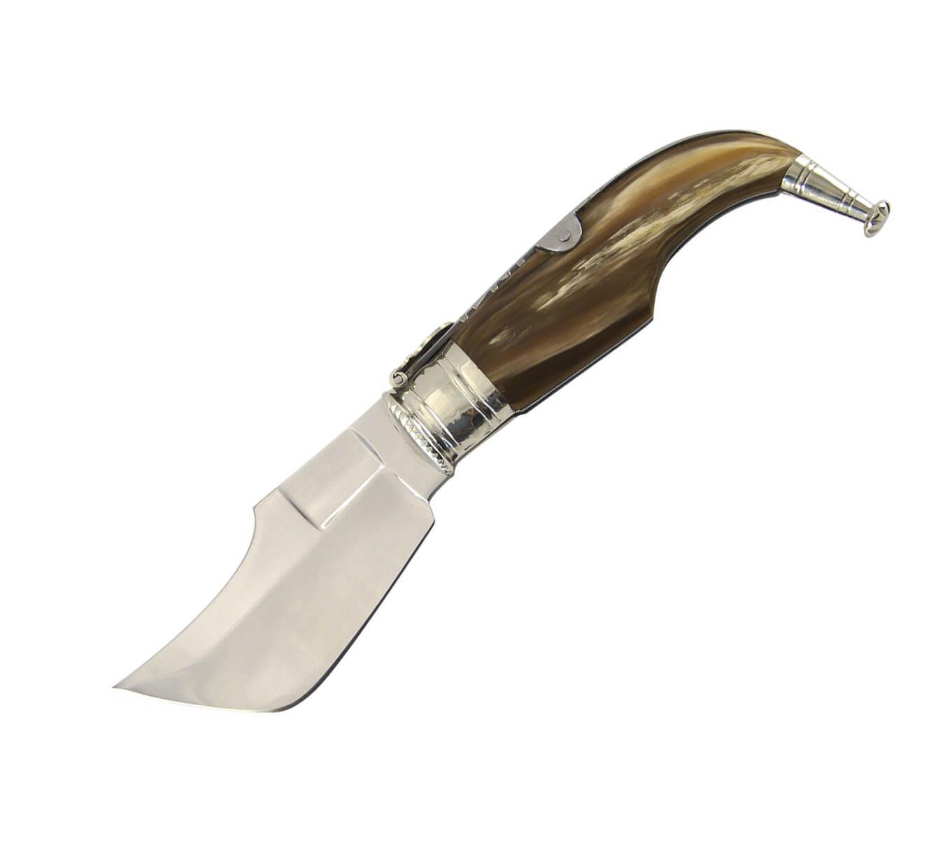 Canivete Capaora com cabo em forma de chifre de touro e lâmina de...