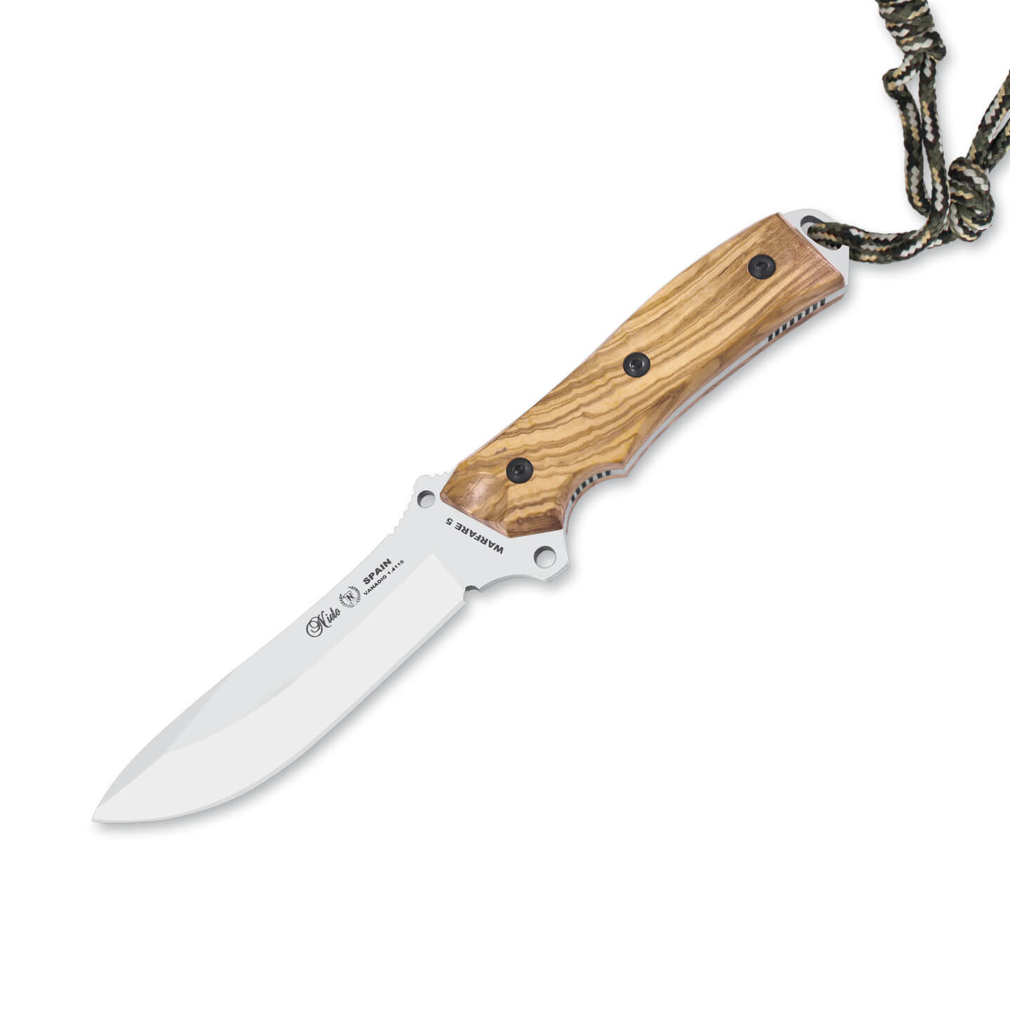 Faca tática Nieto Warfare com cabo de madeira de oliveira e lâmin...