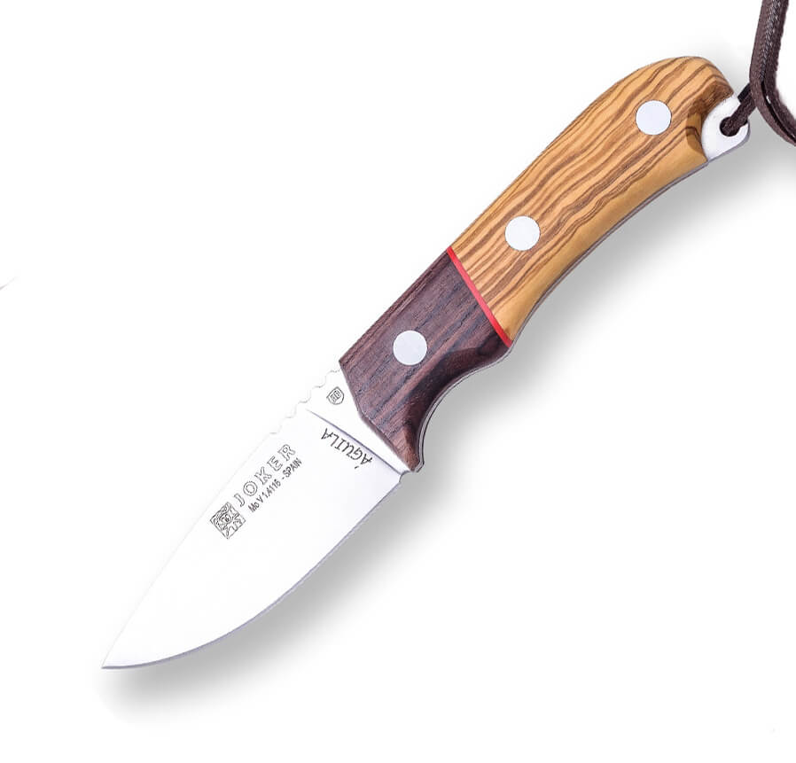 Faca desportiva Joker Aguila com cabo de madeira de oliveira e vi...