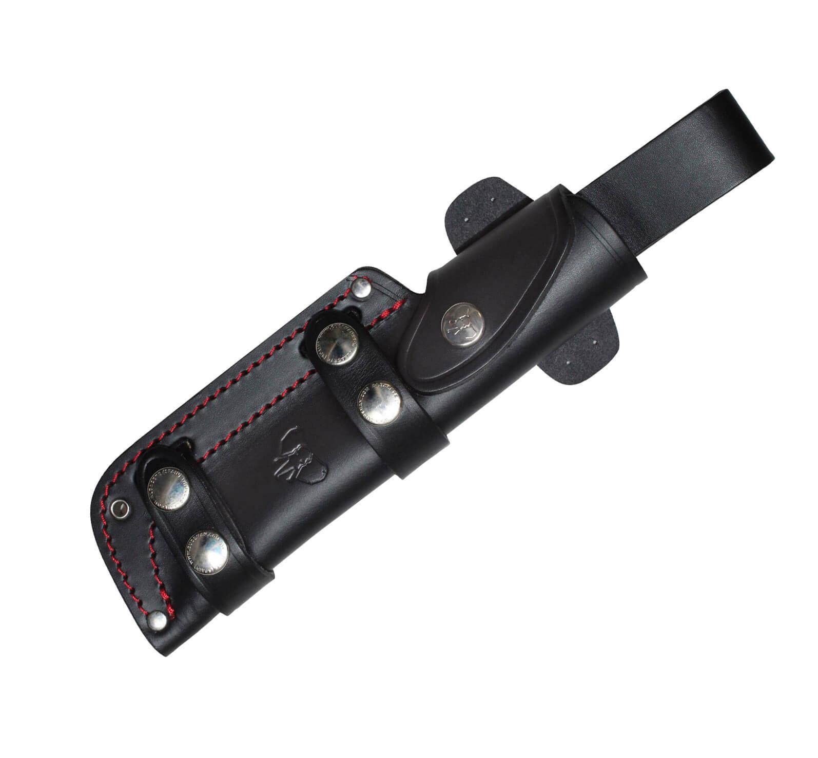 Coltello Cudeman MT1. Manico in micarta nera. Custodia in pelle