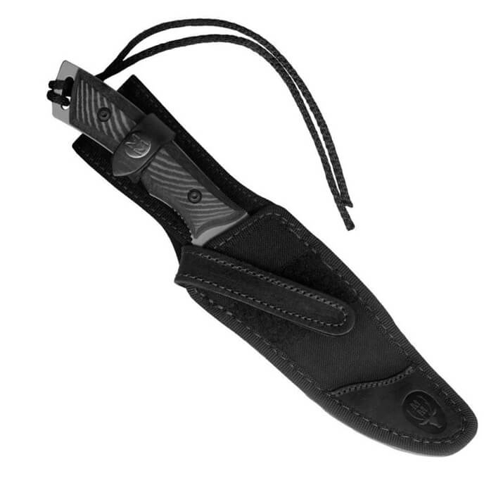 Faca tática Muela Typhoon 15W com cabo de micarta preto e lâmina de cetim de 15 cm