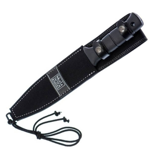 Coltello tattico Muela Tornado-18N con manico in gomma nera e lama nera da 18 cm