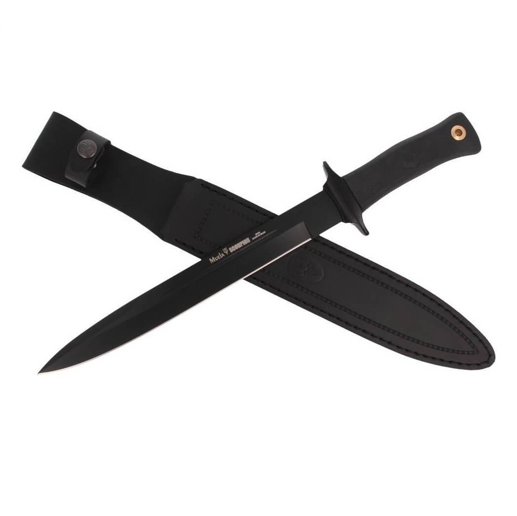 Muela Scorpion-26N hunting knife with black rubber handle and 26 cm black blade