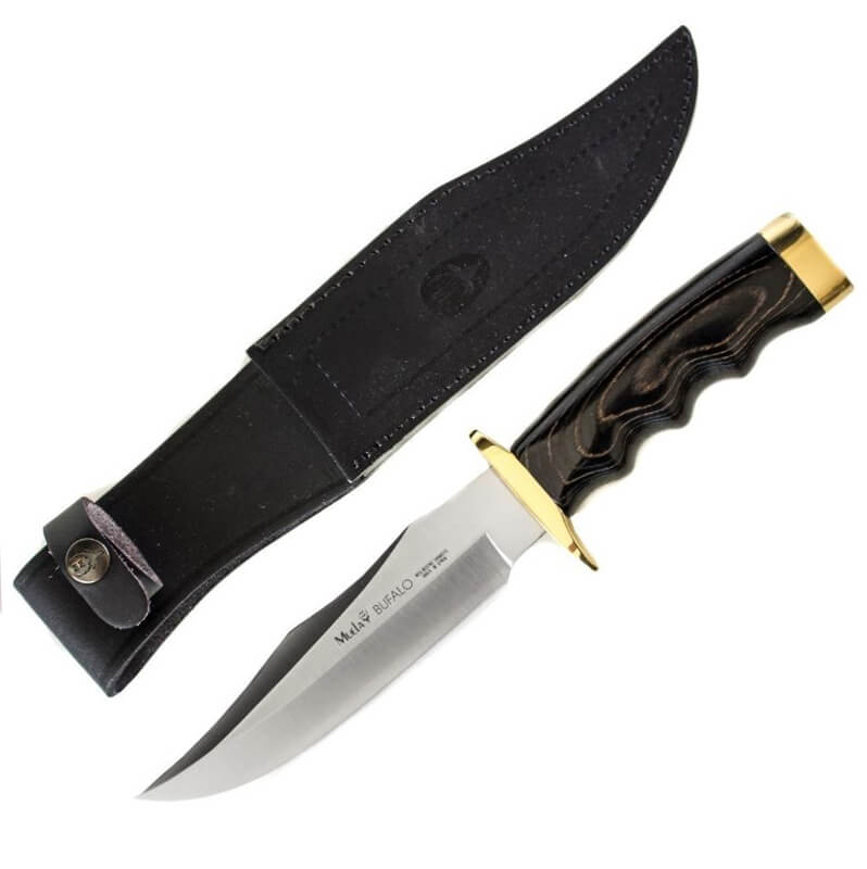 Faca de caça Muela Bufalo com cabo em madeira preta e prata níquel