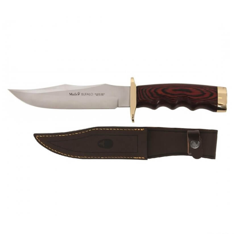 Coltello da caccia Muela Bufalo con manico in legno rosso e alpacca