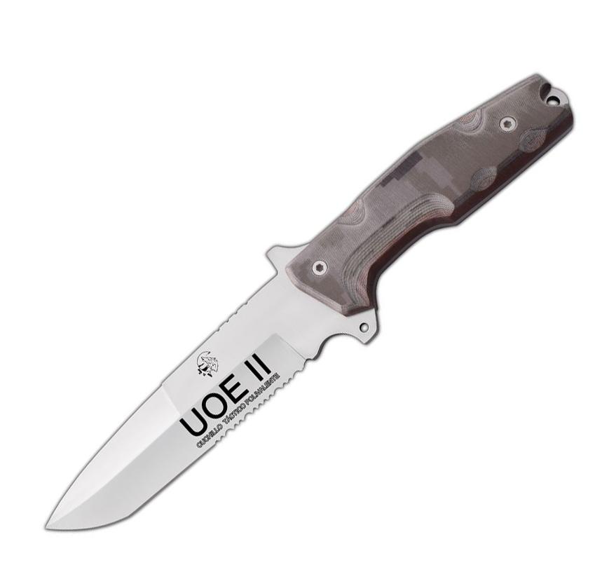 Faca Militar JV UOE II com cabo camo micarta do deserto