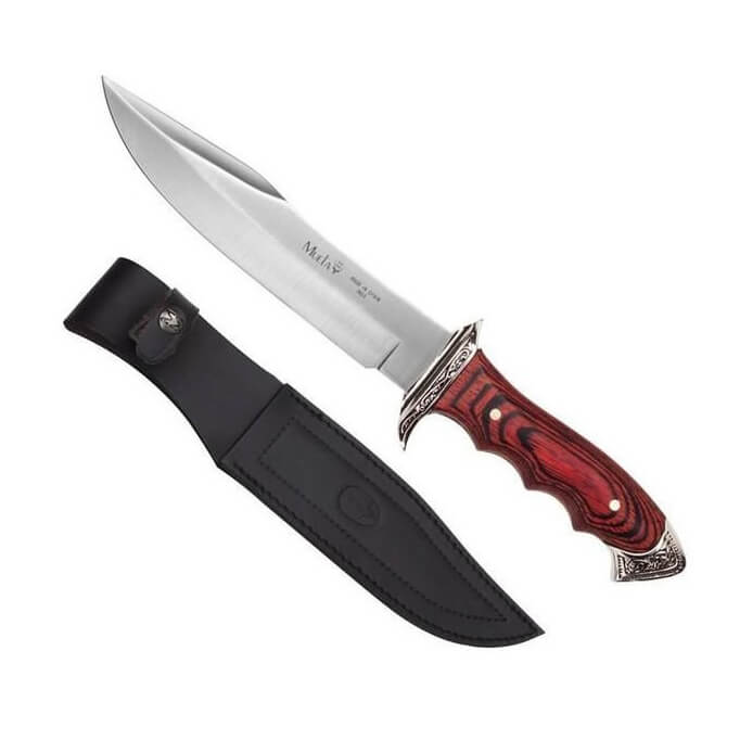 Couteau de chasse Muela 21833 avec manche en bois et zamak argenté et lame de 18 cm