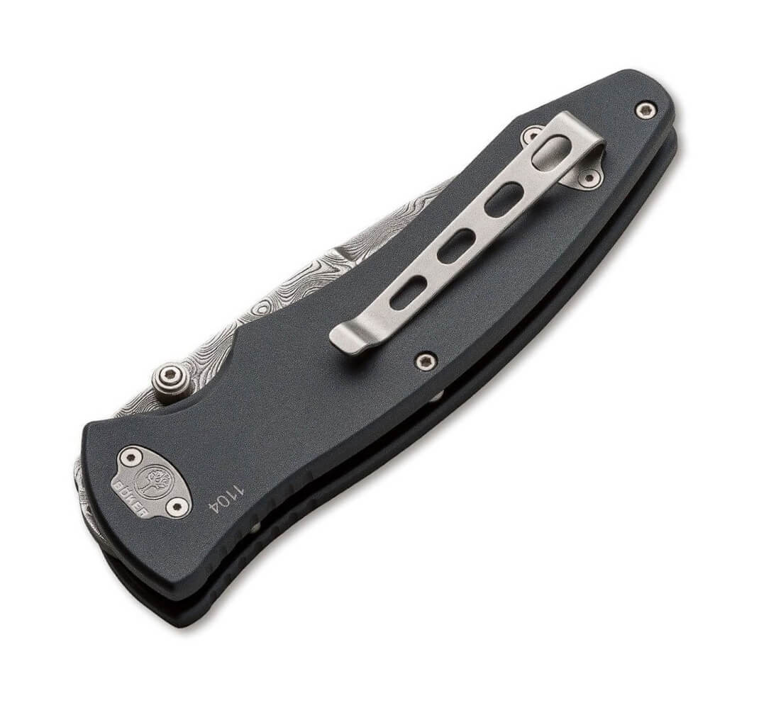 Coltellino tascabile Boker Tirpitz-Damast con lama in damasco e manico in alluminio e noce