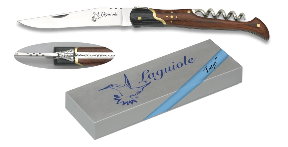 Laguiole Lujo Taschenmesser mit Korkenzieher, rotem Ausdauergriff...