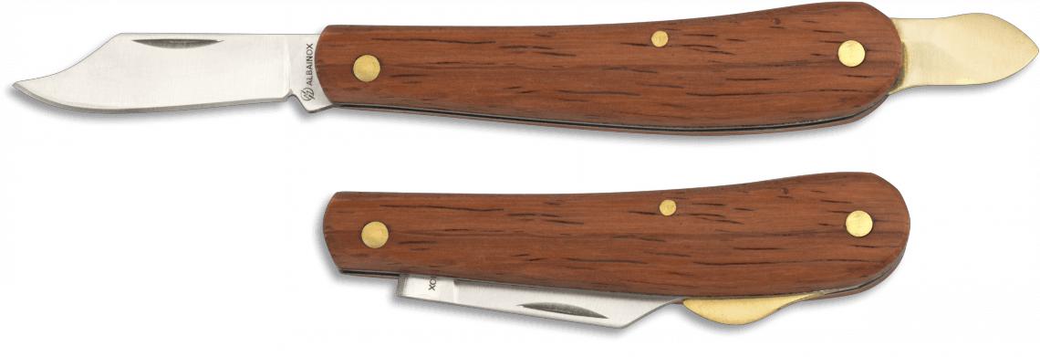 Albainox-Pfropfmesser mit Klapphacke, Holzgriff und 5,4 cm langer...