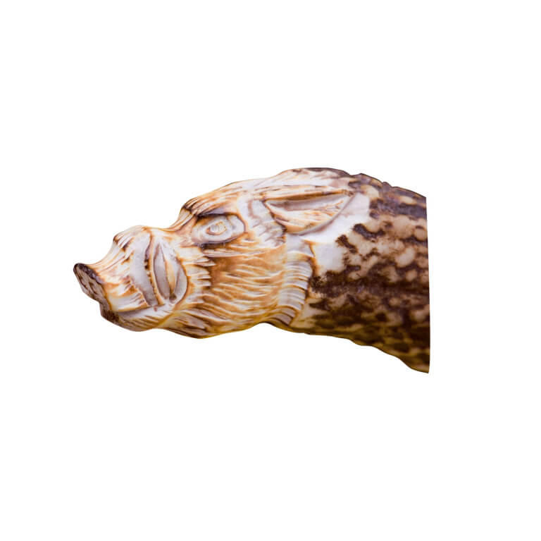 Cuchillo de caza Jabato con mango de asta de ciervo tallado a mano y hoja skinner de 11 cm