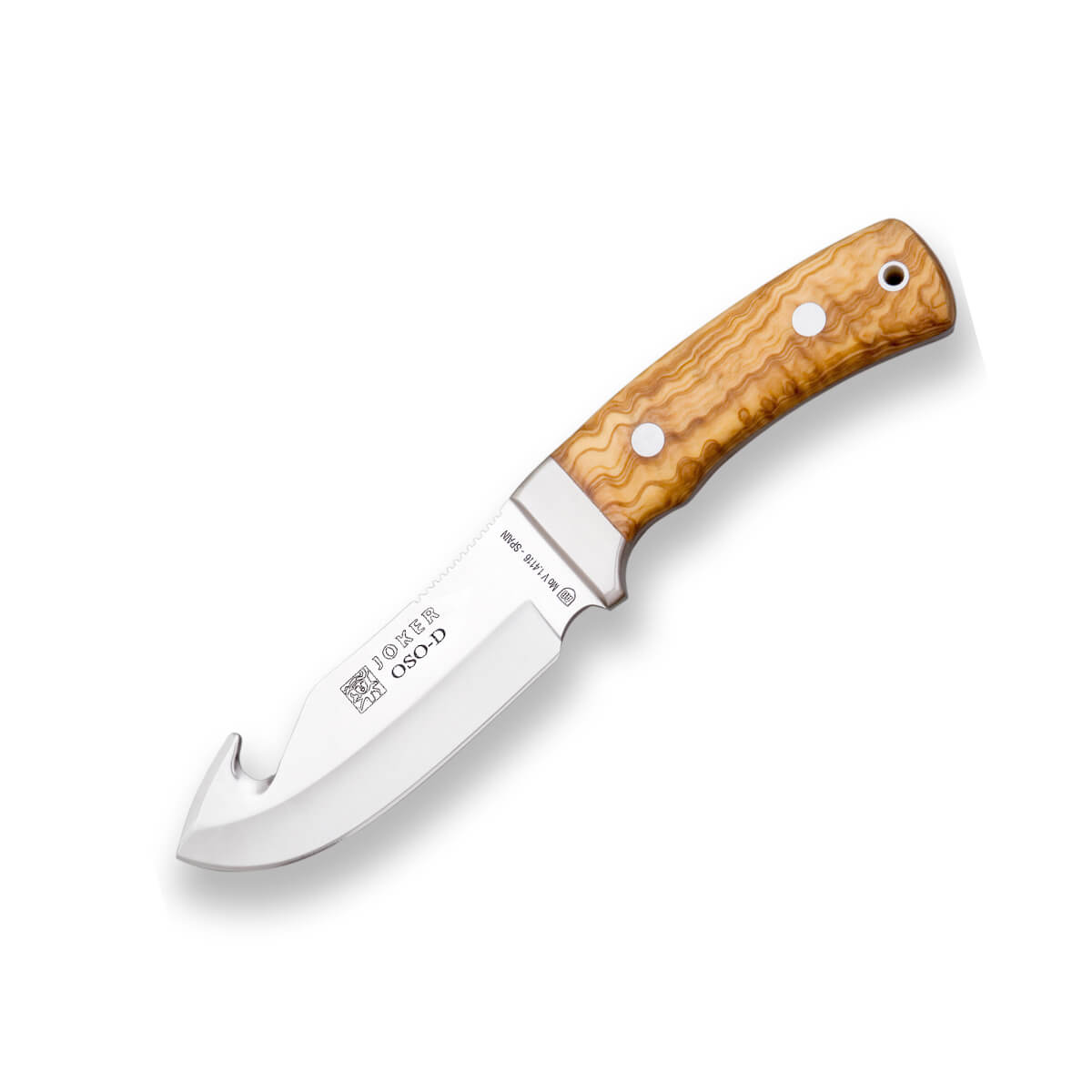 Cuchillo desollador Joker Oso con mango de madera de olivo y viro...