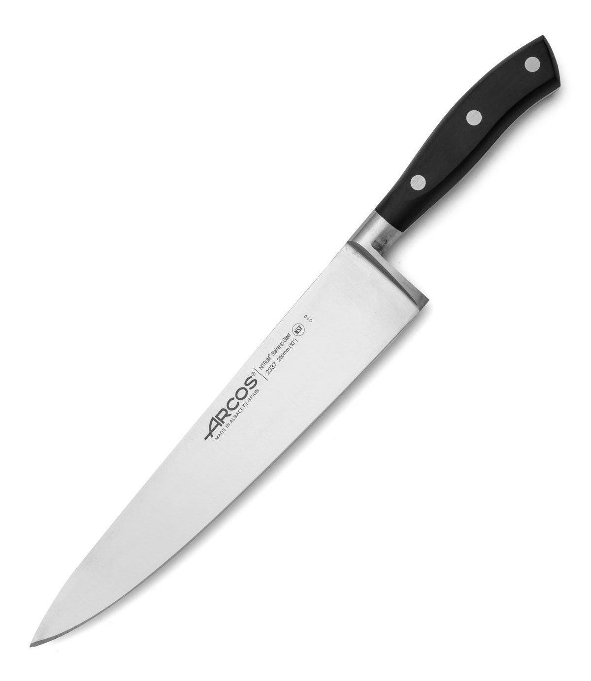 Arcos Riviera schwarzes Kochmesser mit 25 cm NITRUM-Stahlklinge