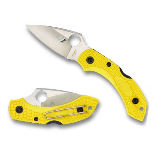 Navaja táctica Spyderco Dragonfly 2 con mango de FRN amarillo y hoja acero H1