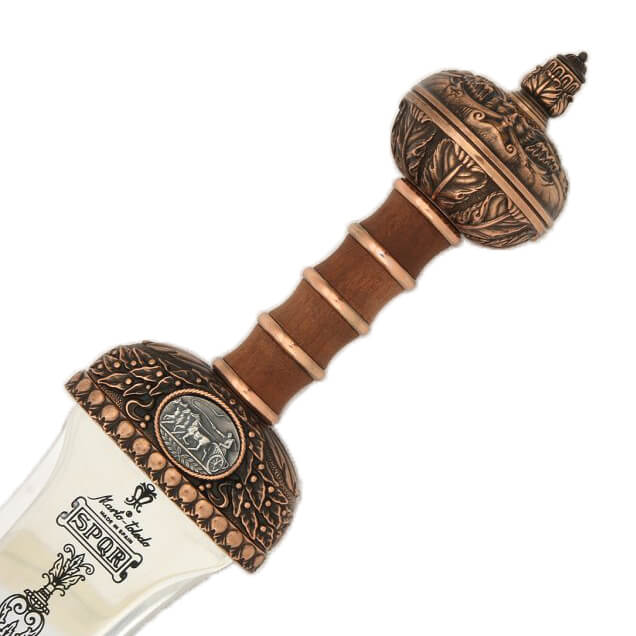 Roman sword Julius Caesar with carved wooden handle with decorated brass mold Marto 517