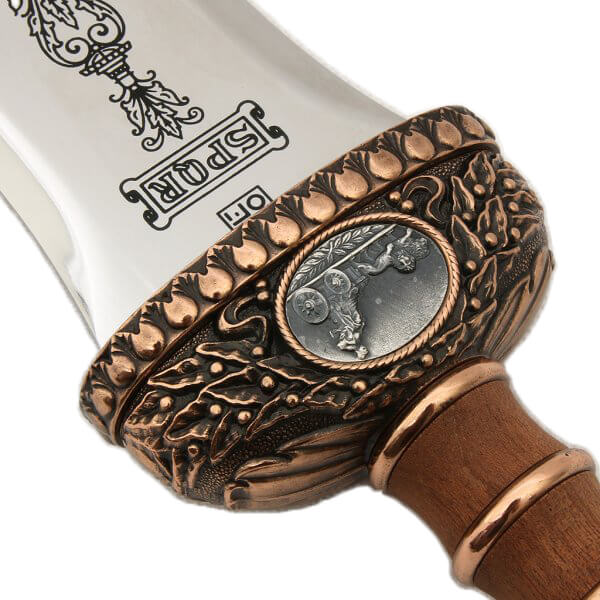 Roman sword Julius Caesar with carved wooden handle with decorated brass mold Marto 517