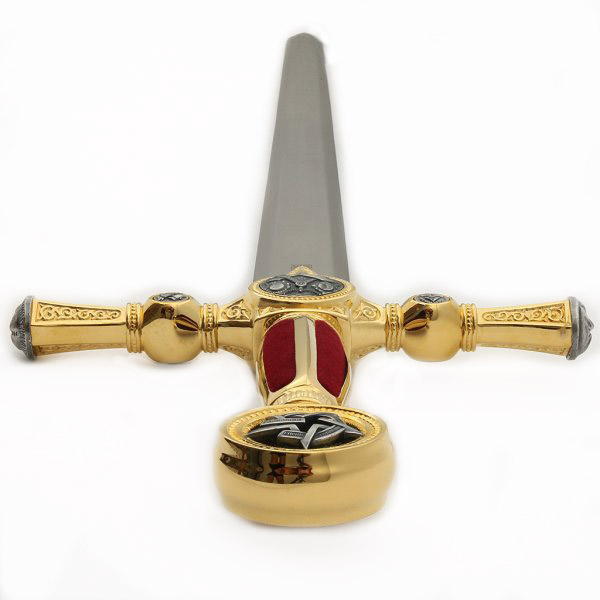 Masonic sword with gold and red hilt with silver decorations 775