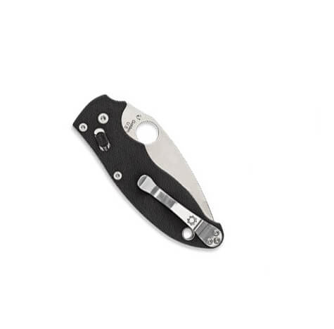 Couteau de poche Spyderco Manix 2 avec manche en G10 noir et lame partiellement dentelée de 8,6 cm