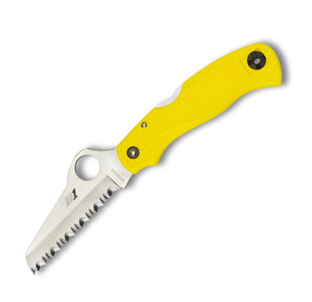Spyderco Saver Salt FRN Taschenmesser mit gelbem Griff und gezahn...