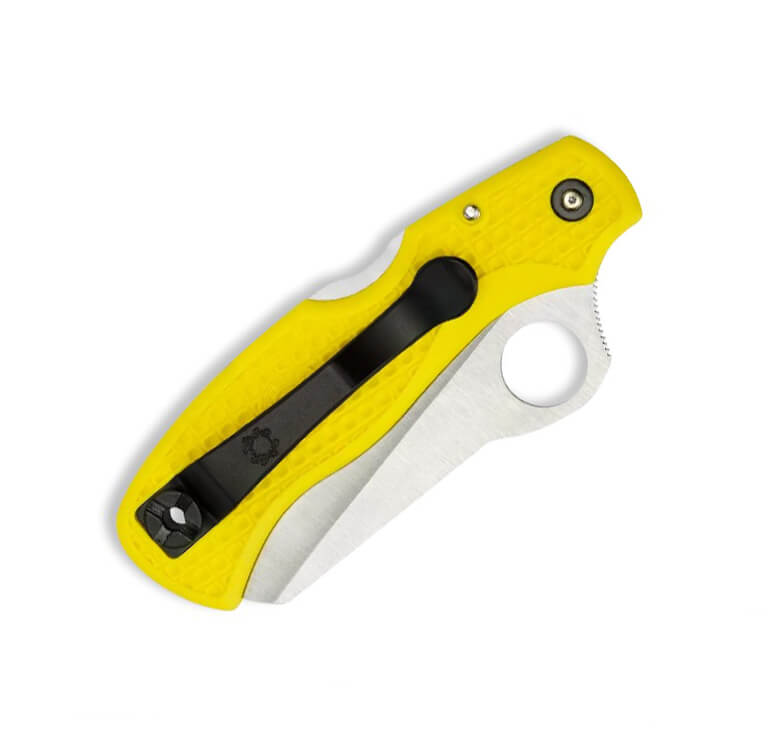 Canif Spyderco Saver Salt FRN avec manche jaune et lame dentelée