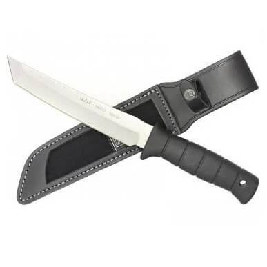 Couteau tactique Muela Tanto-19W avec manche en caoutchouc noir et lame satinée