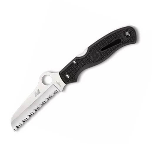 Couteau Spyderco Atlantic Salt FRN avec manche noir et SpyderEdge
