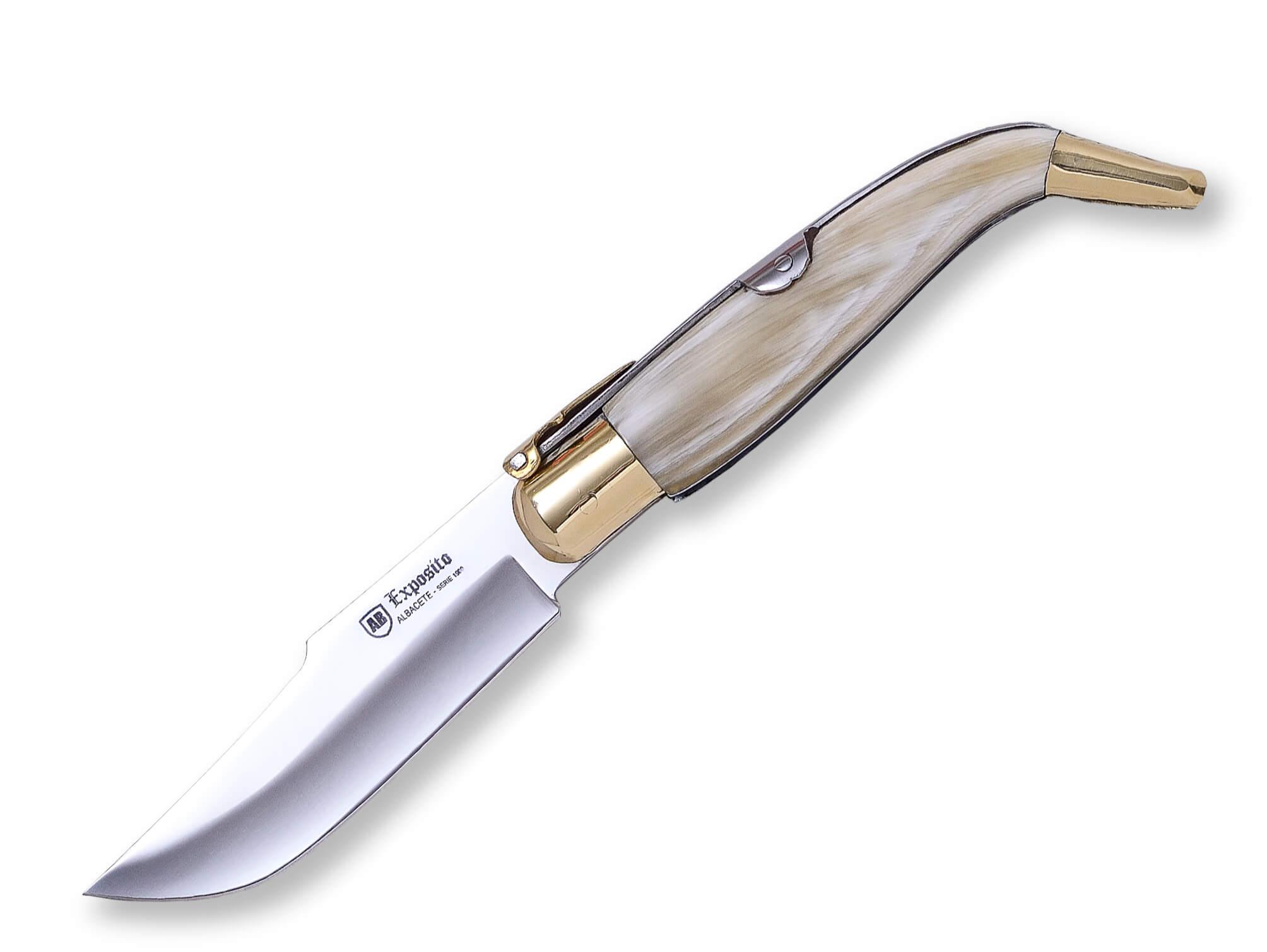 Klassisches Albacete-Taschenmesser mit Stierhorngriff und 7,5 cm ...