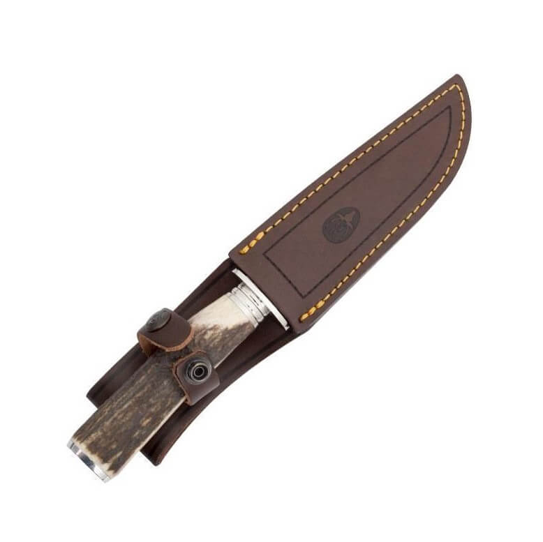 Muela ELK-14A.I Jagdmesser mit Hirschgeweihgriff und Edelstahlschutz